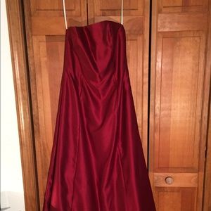 Beautiful red evening dress with lace jacket.